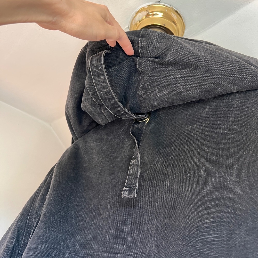 Vintage Carhartt Jacket USA Made Black CQ385 L 90s Hooded Chore Detroit Siberian - Picture 6 of 11